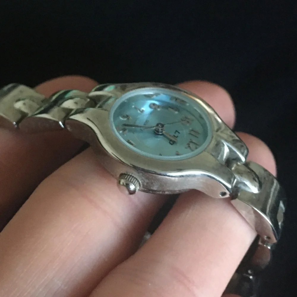 Vintage Blue Face LTD Silver Tone Wrist Watch